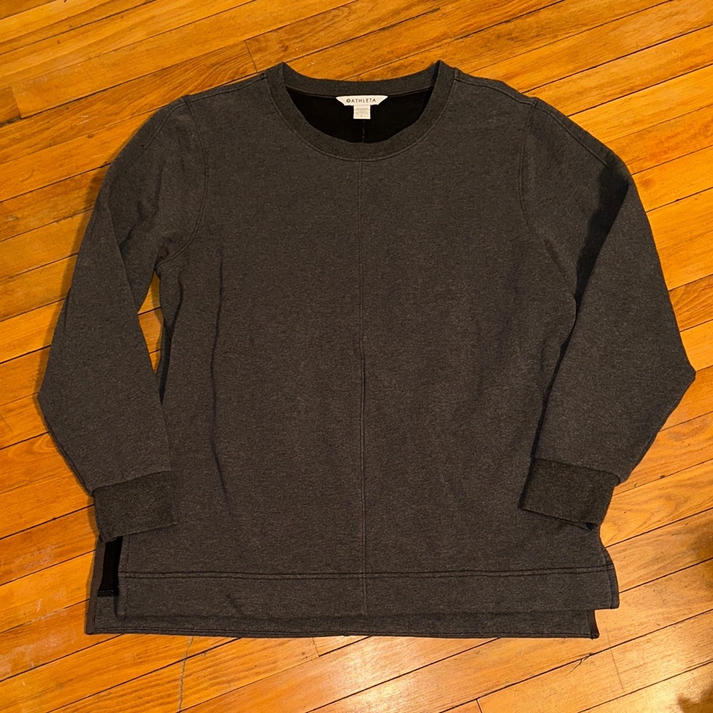 Athleta Retroplush heather Charcoal Gray Long Sleeve sweatshirt-crewneck